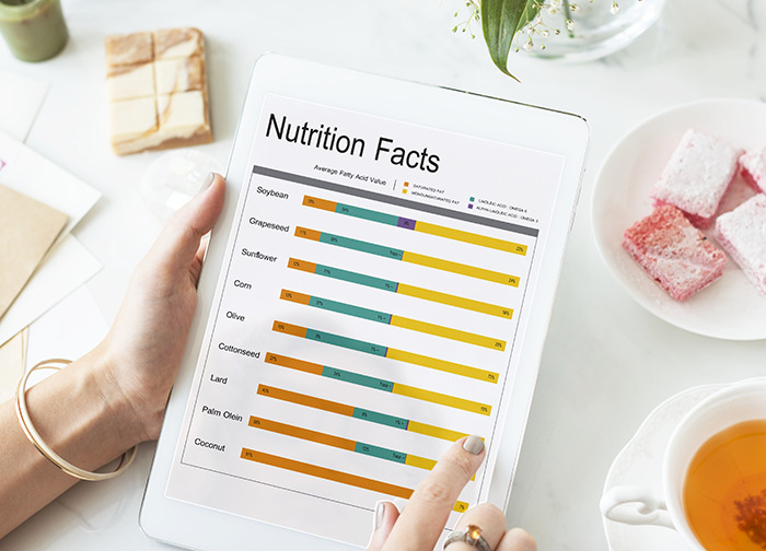 Person holding tablet displaying nutrition facts chart, unrelated to 5-month-old passing away due to pseudoscience issues. Person holding tablet displaying nutrition facts chart, unrelated to 5-month-old passing away due to pseudoscience issues.