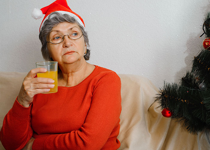 Elderly woman upset with son’s partner for coming without a gift after asking to avoid tacky little trinkets during holiday. Elderly woman upset with son’s partner for coming without a gift after asking to avoid tacky little trinkets during holiday.