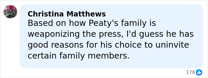 Comment discussing Adam Peaty's family and reasons behind uninviting certain members amid wedding drama with Gordon Ramsay. Comment discussing Adam Peaty's family and reasons behind uninviting certain members amid wedding drama with Gordon Ramsay.