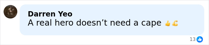 Facebook comment by Darren Yeo praising a woman as a hero for protecting a 3-year-old during Bondi Beach attack. Facebook comment by Darren Yeo praising a woman as a hero for protecting a 3-year-old during Bondi Beach attack.