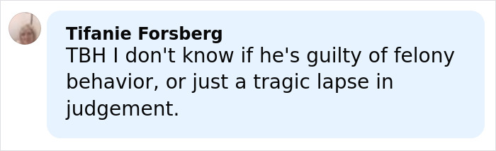 Comment by Tifanie Forsberg expressing doubt about dad's disturbing behavior on mountain and its impact on children’s heartbreaking words.