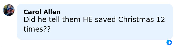 Facebook comment by Carol Allen questioning if Trump claimed to save Christmas 12 times, reflecting outrage over bad Santa remarks.