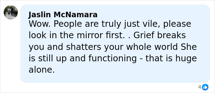 Comment by Jaslin McNamara about grief and Kelly’s heartbreaking weight loss, expressing shock at people's behavior. Comment by Jaslin McNamara about grief and Kelly’s heartbreaking weight loss, expressing shock at people's behavior.