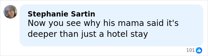 Comment from Stephanie Sartin emphasizing the deeper meaning behind Tylor Chase’s hospitalization beyond a hotel stay. Comment from Stephanie Sartin emphasizing the deeper meaning behind Tylor Chase’s hospitalization beyond a hotel stay.