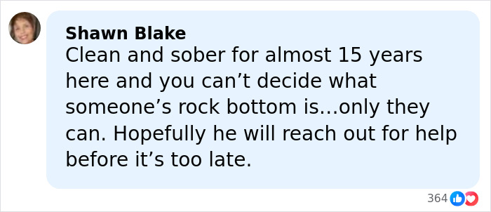 Comment about Tylor Chase’s hospitalization, expressing hope he seeks help before it’s too late. Comment about Tylor Chase’s hospitalization, expressing hope he seeks help before it’s too late.