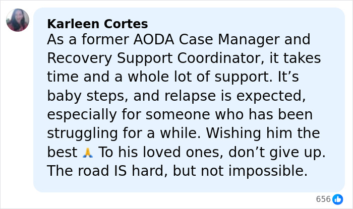 Comment by Karleen Cortes sharing recovery support insights and encouragement related to Tylor Chase’s hospitalization outcome. Comment by Karleen Cortes sharing recovery support insights and encouragement related to Tylor Chase’s hospitalization outcome.