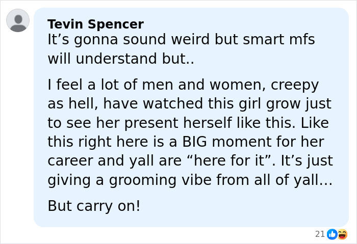 Screenshot of a social media comment discussing Millie Bobby Brown fans reacting to her adult look and past Fallon appearances. Screenshot of a social media comment discussing Millie Bobby Brown fans reacting to her adult look and past Fallon appearances.