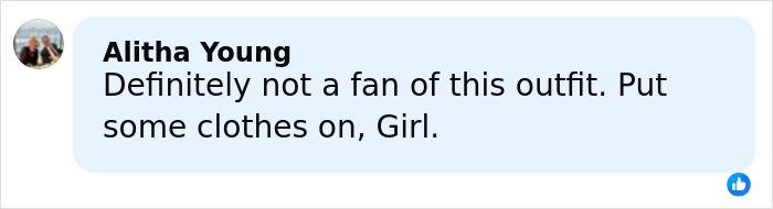 Comment by Alitha Young criticizing an outfit, related to Millie Bobby Brown fans discussing past Fallon appearances. Comment by Alitha Young criticizing an outfit, related to Millie Bobby Brown fans discussing past Fallon appearances.