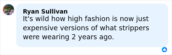 Comment by Ryan Sullivan discussing high fashion compared to past s******r styles, highlighting Millie Bobby Brown fans' views. Comment by Ryan Sullivan discussing high fashion compared to past s******r styles, highlighting Millie Bobby Brown fans' views.