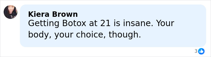 Comment about Botox and personal choice, reflecting Millie Bobby Brown’s sad confession about plastic surgery rumors. Comment about Botox and personal choice, reflecting Millie Bobby Brown’s sad confession about plastic surgery rumors.