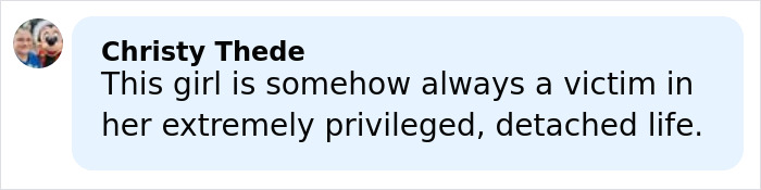 Comment expressing criticism about a girl's privileged and detached life amid plastic surgery rumors discussion.