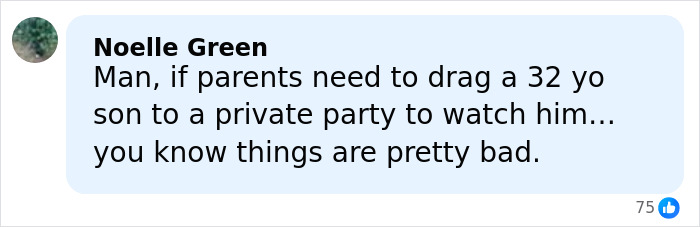 Comment by Noelle Green discussing Rob Reiner&rsquo;s son leaving abruptly after a tense moment at a party.