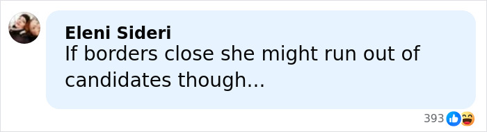 Screenshot of social media comment discussing potential impact on candidates if borders close, related to Bonnie Blue arrest controversy.