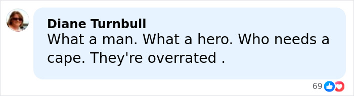 Comment by Diane Turnbull praising Bondi Beach hero for confronting attacker, emphasizing heroism without need for a cape. Comment by Diane Turnbull praising Bondi Beach hero for confronting attacker, emphasizing heroism without need for a cape.