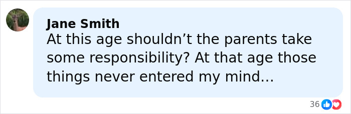 Comment by Jane Smith questioning parents' responsibility after teen boys set 14-year-old girl on fire.