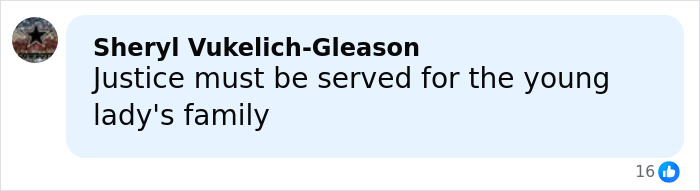 Comment expressing the need for justice for the young girl's family after a teen boys' revenge attack.