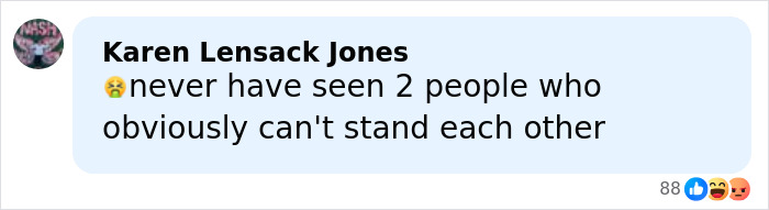 Comment by Karen Lensack Jones expressing disbelief at two people who cannot stand each other sparking outrage online.