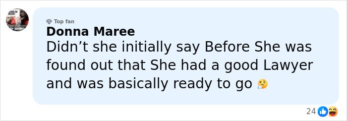 Comment from Donna Maree questioning Bonnie Blue’s legal preparedness after the snitch report leads to potential prison time. Comment from Donna Maree questioning Bonnie Blue’s legal preparedness after the snitch report leads to potential prison time.