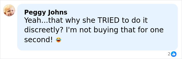 Comment by Peggy Johns reading her disbelief about a DoorDasher who allegedly pepper-sprayed food with a bizarre excuse.