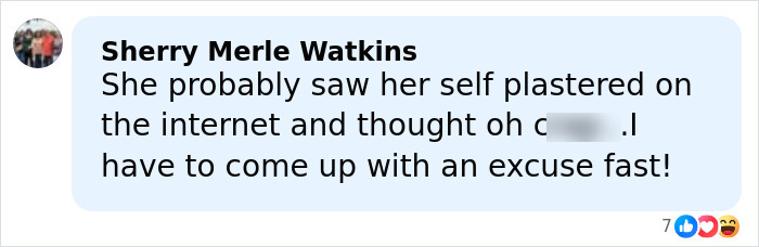 Comment from Sherry Merle Watkins reacting to a DoorDasher arrested for allegedly pepper-spraying food with a bizarre excuse.