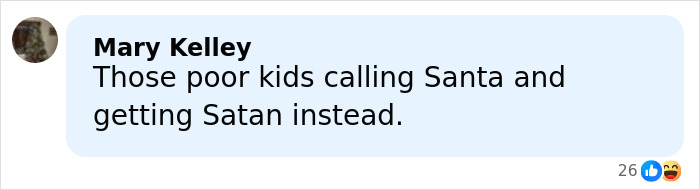 Screenshot of a social media comment mocking Trump's demented remarks about bad Santa upsetting kids on Christmas Eve.