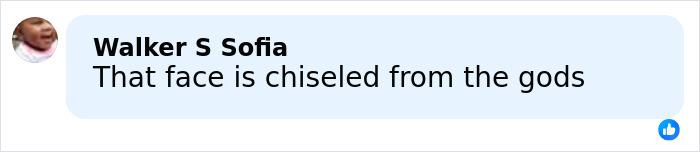 Comment praising a face, stating it looks chiseled from the gods, posted by Walker S Sofia on social media. Comment praising a face, stating it looks chiseled from the gods, posted by Walker S Sofia on social media.