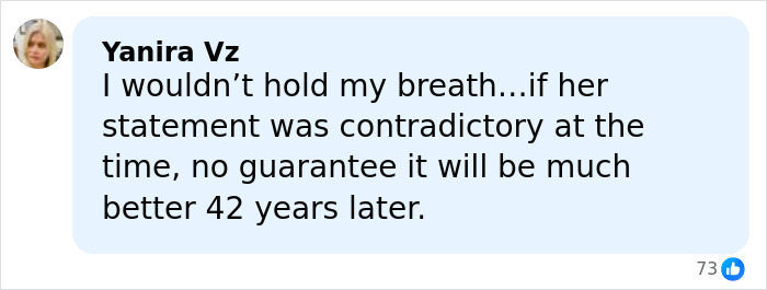 Comment by Yanira Vz expressing doubt about the Vatican Girl cold case being solved 42 years later.