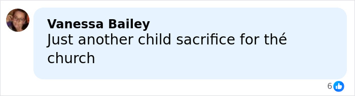 Comment by Vanessa Bailey stating Just another child sacrifice for the church about Vatican girl cold case twist