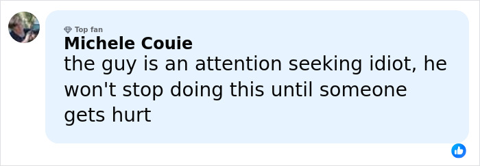 User comment warning about a man jailed for attacking Ariana Grande causing trouble at Lady Gaga’s concert.