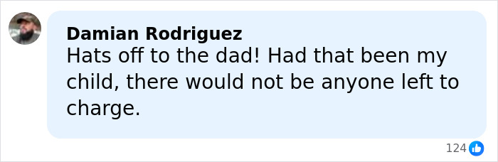Comment bubble with a user praising heroic Texas dad for rescuing kidnapped daughter by tracking her phone in the woods on Christmas.