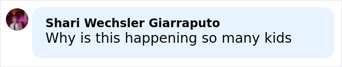 Comment by Shari Wechsler Giarraputo expressing concern about why many kids are experiencing troubling events.