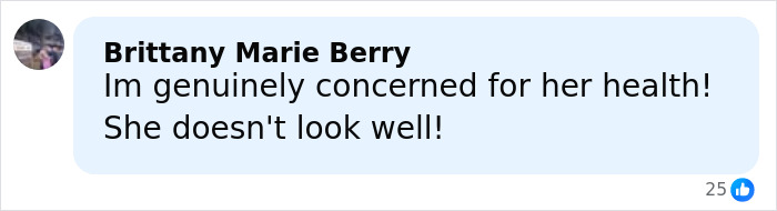 Comment expressing concern for Ariana Grande's health, highlighting struggles shared by a family member on the singer's wellbeing. Comment expressing concern for Ariana Grande's health, highlighting struggles shared by a family member on the singer's wellbeing.