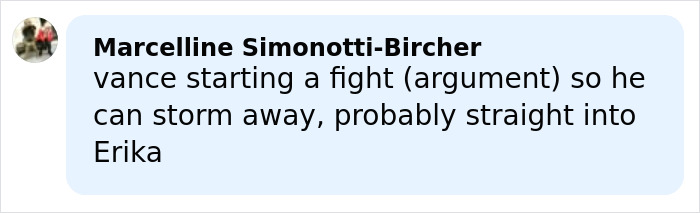 Comment about Vance starting a fight and storming away, possibly related to JD Vance&rsquo;s marriage speculation.