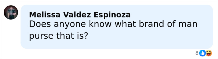 Comment asking about the brand of a man purse, related to Timothée Chalamet's red carpet look discussion. Comment asking about the brand of a man purse, related to Timothée Chalamet's red carpet look discussion.