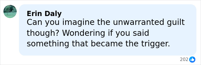 Comment by Erin Daly discussing unwarranted guilt and a possible trigger in a tense moment involving Rob Reiner&rsquo;s son Nick.