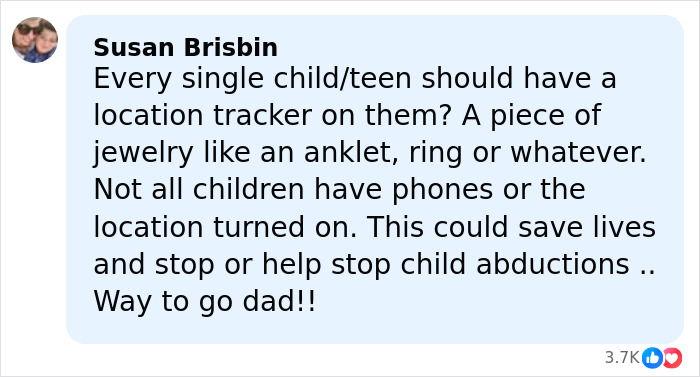 Comment praising heroic Texas dad for rescuing kidnapped daughter by tracking her phone and preventing child abduction.