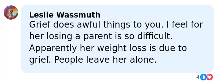 Comment on social media about Kelly’s heartbreaking weight loss, expressing sympathy and mentioning grief’s impact. Comment on social media about Kelly’s heartbreaking weight loss, expressing sympathy and mentioning grief’s impact.