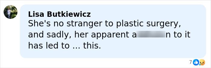 Comment by user Lisa Butkiewicz, discussing a woman’s complications after plastic surgery in Vietnam, mentioning life support.