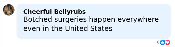 Comment about botched surgeries in the United States, related to mom on life support after Vietnam plastic surgery trip. Comment about botched surgeries in the United States, related to mom on life support after Vietnam plastic surgery trip.