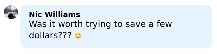 Comment from Nic Williams questioning if saving money was worth the risk after plastic surgery in Vietnam.