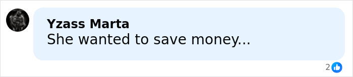 Comment saying she wanted to save money on plastic surgery after traveling to Vietnam, shown in a social media post.