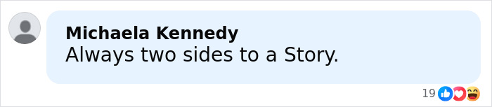 Comment by Michaela Kennedy stating Always two sides to a story related to racist Cinnabon employee incident with Somali couple. Comment by Michaela Kennedy stating Always two sides to a story related to racist Cinnabon employee incident with Somali couple.