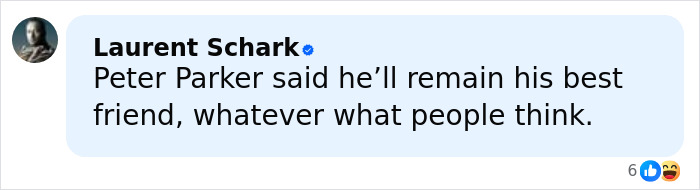 Chat message from Laurent Schark discussing friendship with Peter Parker, related to James Franco learning since Hollywood cast out.