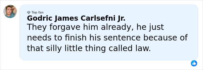 Screenshot of a social media comment defending Harvey Weinstein’s time served, relating to Dame Judi Dench’s controversial words.