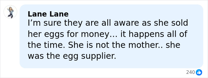 Comment discussing Riley Keough’s role as biological mother and egg supplier in John Travolta’s son Ben’s case. Comment discussing Riley Keough’s role as biological mother and egg supplier in John Travolta’s son Ben’s case.
