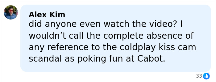 Comment from Alex Kim discussing the Coldplay kiss cam scandal and its relation to hypocrisy controversies.