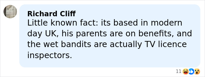 Screenshot of a social media comment discussing a theory about Kevin&rsquo;s dad&rsquo;s job in Home Alone.