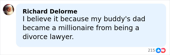 Comment by Richard Delorme about Kevin&rsquo;s dad&rsquo;s job theory in Home Alone, mentioning a millionaire divorce lawyer.