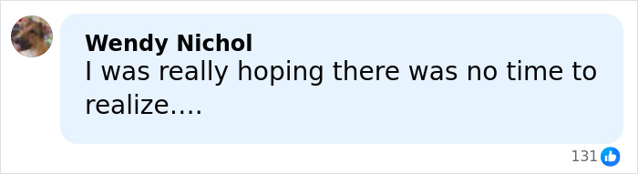 Screenshot of a Facebook comment expressing hope before the moments of Greg Biffle's wife sending a harrowing text.