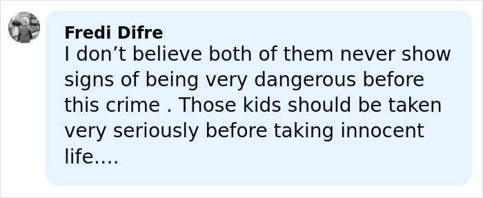 Comment mentioning concerns about teen boys' dangerous behavior and the need to take threats seriously before tragedy occurs.